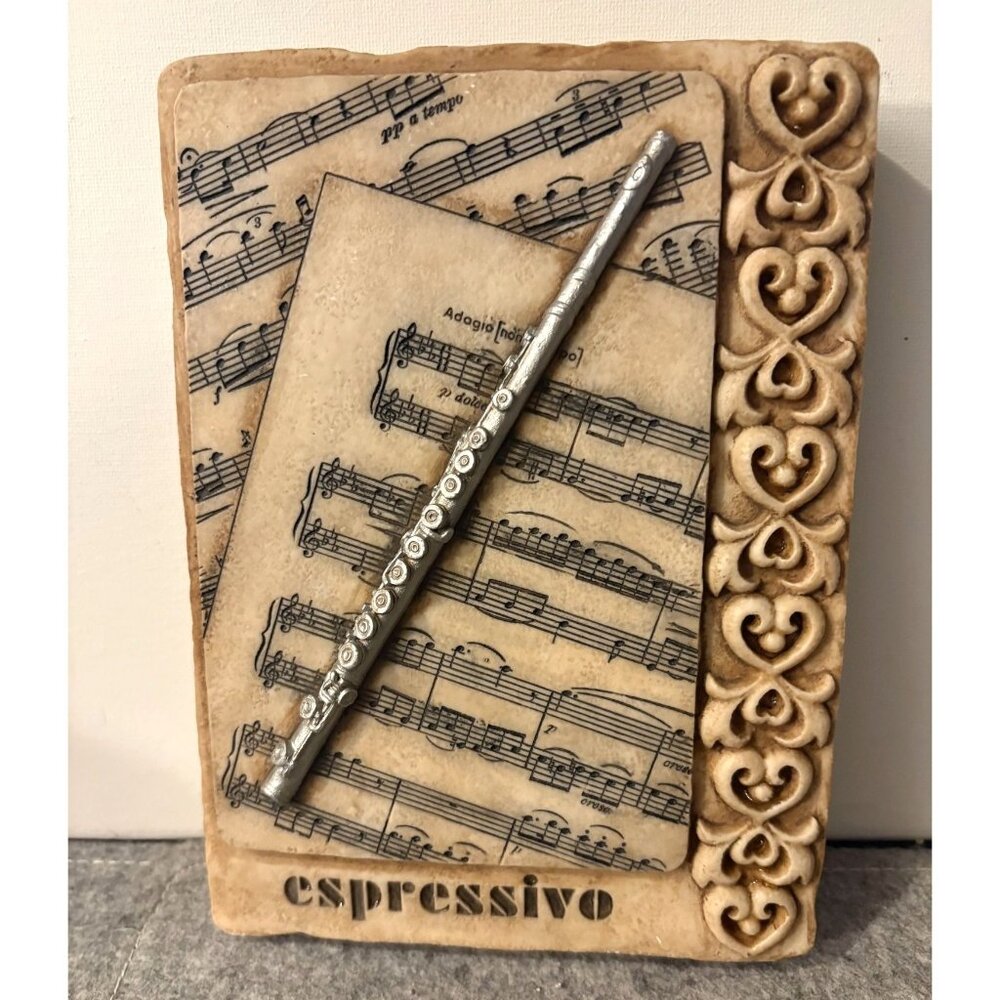 2004 Allegro Decorative 6 x8" Plaque of Flute on Sheet Music , Expressivo Saying